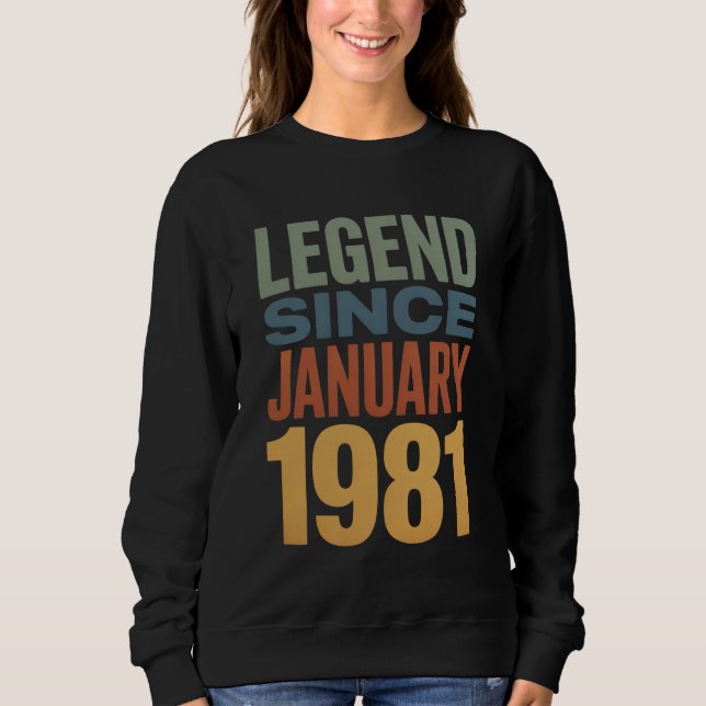 Camiseta Legend Since January 1981 Retro Birthday Classic (Frente)