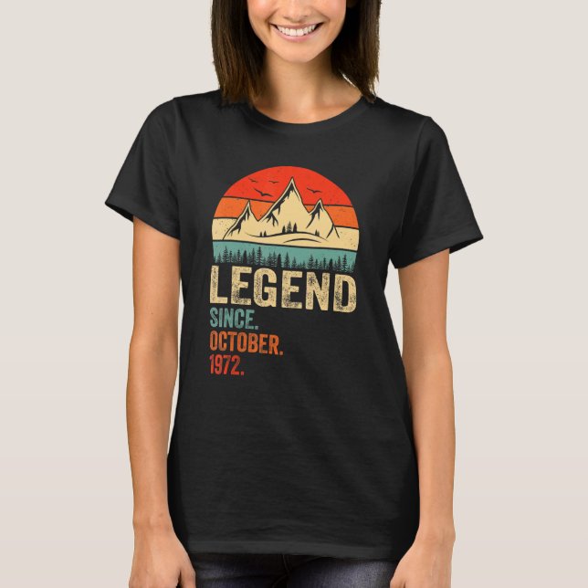 Camiseta Legend Since October 1972 Retro 50 Years Old 50th  (Frente)