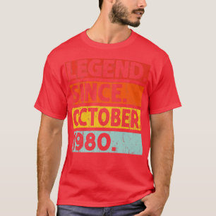 Camiseta Legend Since October 1980 42nd Birthday 42 Years O