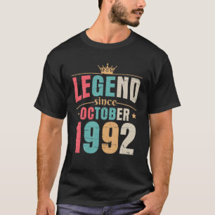Camiseta Legend Since October 1992 Happy Birthday 29 Years