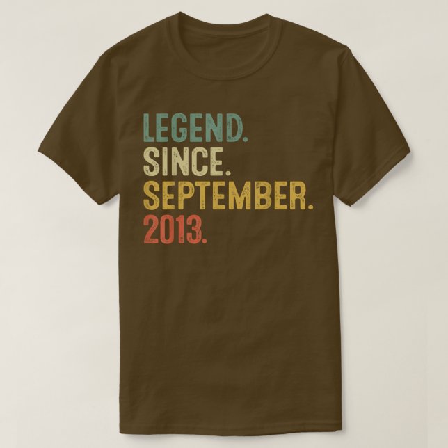 Camiseta Legend Since September 2013 9th Birthday Gift 9 Ye (Frente do Design)