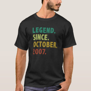 Camiseta Legenda De 15 Anos Desde Outubro De 2007 15 Birthd