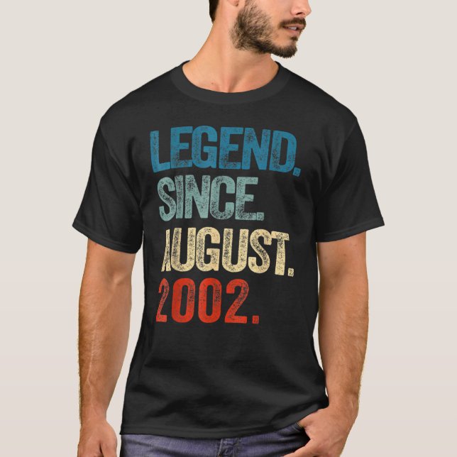 Camiseta Legenda De 20 Anos Desde Agosto De 20 Birthd (Frente)