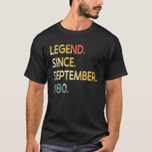 Camiseta Legenda De 42 Anos Desde Setembro De 1980 42º Nasc