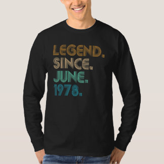 Camiseta Legenda De 44 Anos Desde Junho De 1978 44 Bday Vin