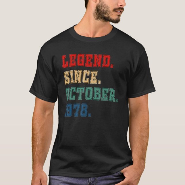 Camiseta Legenda De 44 Anos Desde Outubro De 1978 44 (Frente)