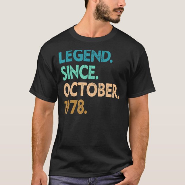Camiseta Legenda De 44 Anos Desde Outubro De 1978 44 (Frente)