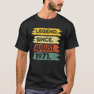 Camiseta Legenda De 52 Anos Desde Agosto De 1971 52º Nascim