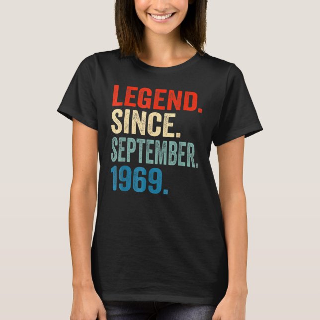 Camiseta Legenda De 53 Anos Desde Setembro De 1969 53º Bir (Frente)
