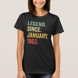 Camiseta Legenda de 60 anos desde janeiro de 1963 60º anive