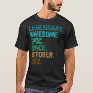 Camiseta Legenda de 60 anos desde outubro de 1962 60º anive