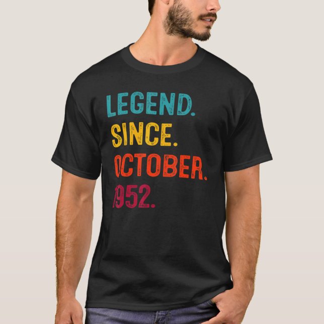Camiseta Legenda De 70 Anos Desde Outubro De 1952 70 Birthd (Frente)