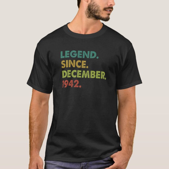 Camiseta Legenda De 80 Anos Desde Dezembro De 1942 Nascimen (Frente)