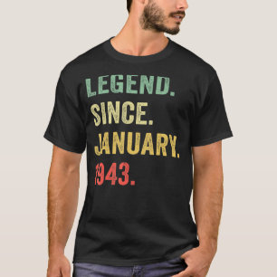 Camiseta Legenda De 80 Anos Desde Janeiro De 1943 80 Birthd