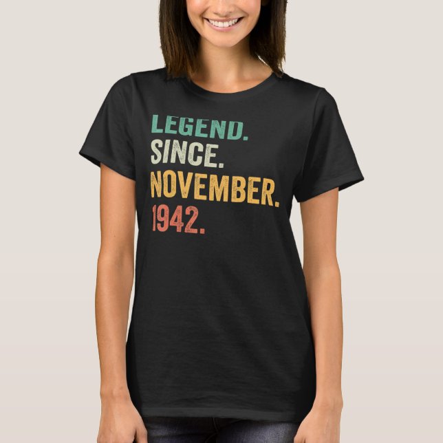 Camiseta Legenda De 80 Anos Desde Novembro De 1942, 80 Birt (Frente)
