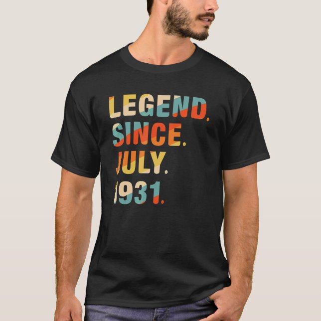 Camiseta Legenda De 91 Anos De Aniversário Da rua Desde Jul (Frente)