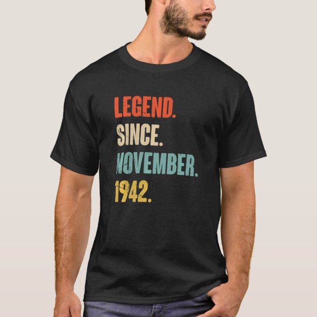 Camiseta Legenda de aniversário de 80 de 80 anos desde 1 de (Frente)