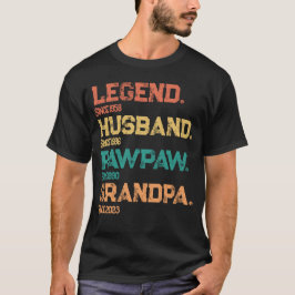Camiseta Legenda de Datas Personalizadas Marido Pawpaw Avô
