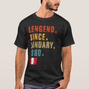 Camiseta Legenda De Mens Desde Janeiro De 1980 42º Anivers