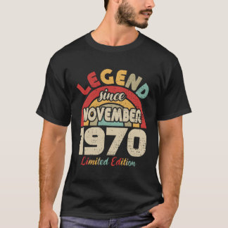 Camiseta Legenda de novembro de 1970 Desde novembro de 1970