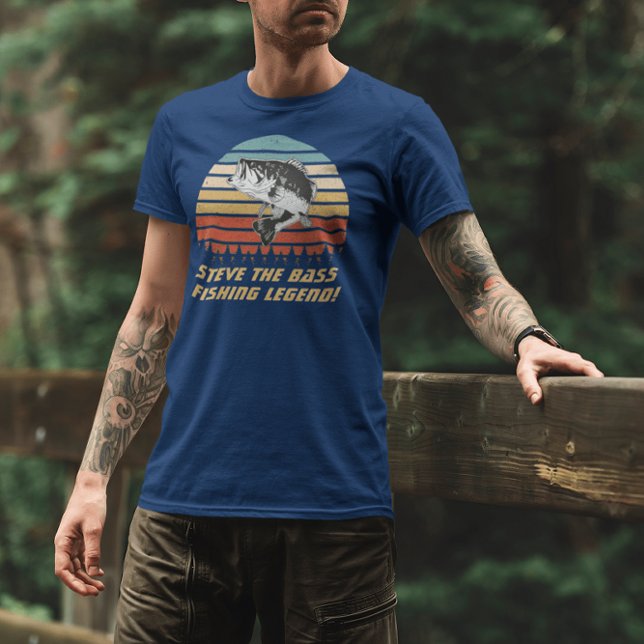 Camiseta Legenda de pesca de Bass Personalizada Funny Vinta (Criador carregado)