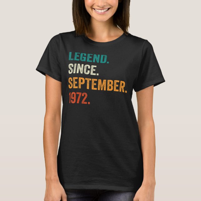 Camiseta Legenda de presente desde setembro de 1972 50º (Frente)