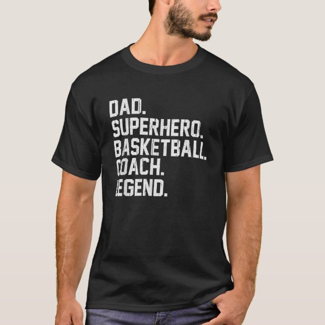 Camiseta Legenda de treinador de basquetebol de super-herói (Frente)