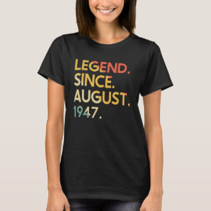 Camiseta Legenda de Vintage com 75 anos desde agosto de 194