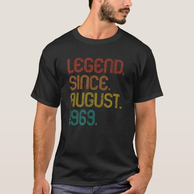 Camiseta Legenda Desde Agosto De 1969 Retro 53 Anos 53º B (Frente)