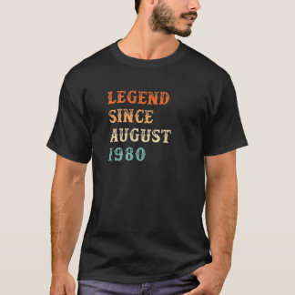 Camiseta Legenda Desde agosto De 1980 aniversário de 40 ano