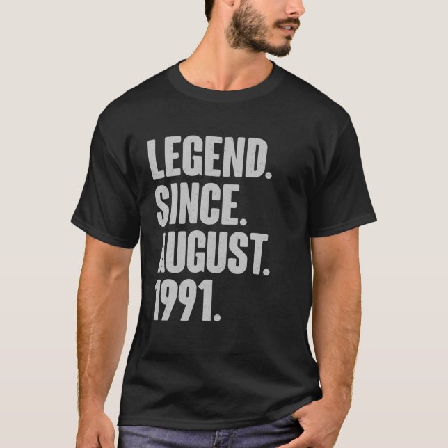 Camiseta Legenda Desde Aniversário De Agosto De 1991 - Pres (Frente)
