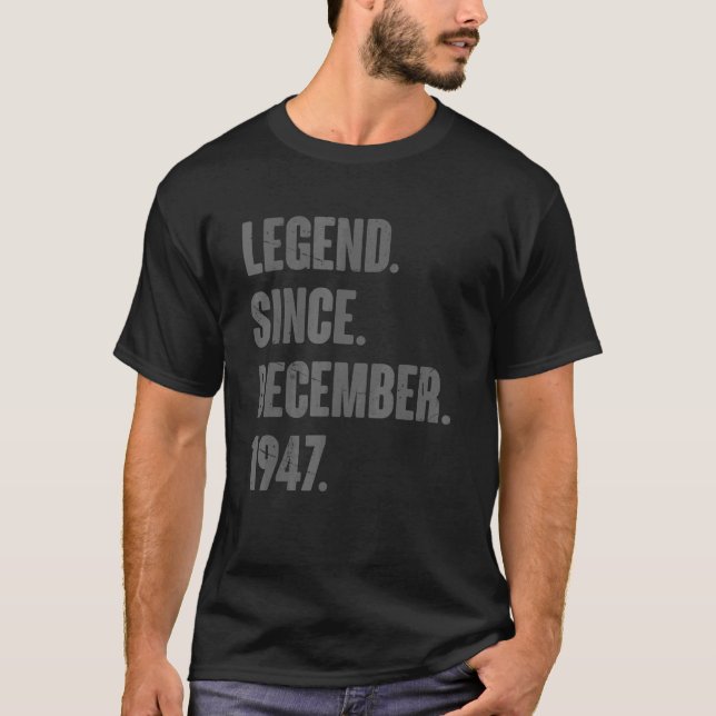 Camiseta Legenda desde dezembro de 1947 75 anos 75 anos (Frente)