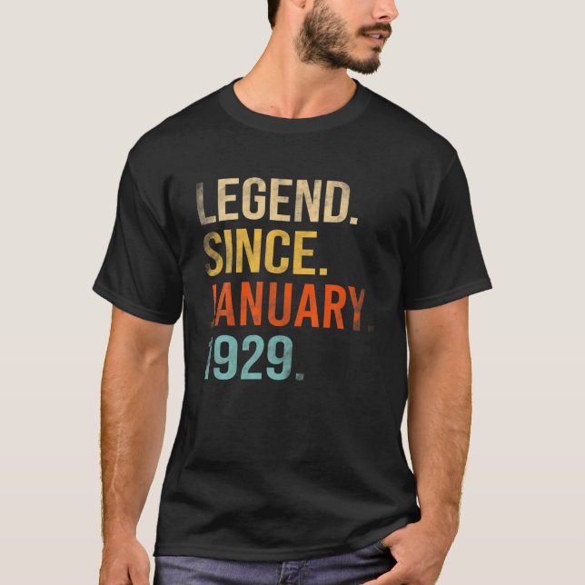 Camiseta Legenda Desde Janeiro De 1929 93º Aniversário 93 A (Frente)