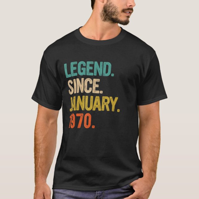 Camiseta Legenda Desde Janeiro De 1970 53 Anos 53 Anos (Frente)