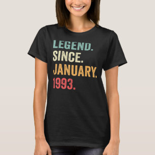 Camiseta Legenda Desde Janeiro De 1993 aniversário de 30 an