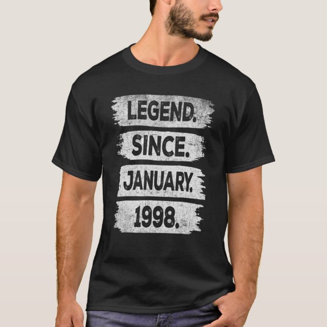 Camiseta Legenda Desde Janeiro De 1998, Nascido Em 25 de 25 (Frente)