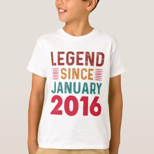 Camiseta Legenda Desde Janeiro De 2016 Vintage Aniversário