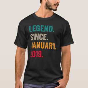 Camiseta Legenda Desde Janeiro De 2019 4º Aniversário 4 Ano