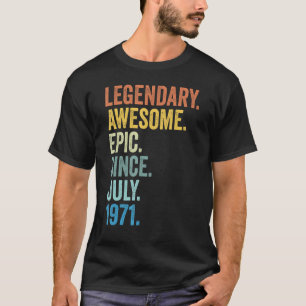 Camiseta Legenda desde julho de 1971 52 anos 52 anos Aniver