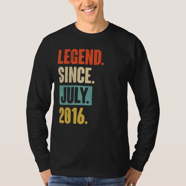 Camiseta Legenda desde julho de 2016 Aniversário de 6 de 6  (Frente)