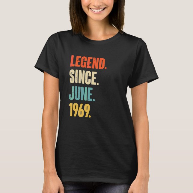 Camiseta Legenda desde junho de 1969 53 anos 53 anos (Frente)