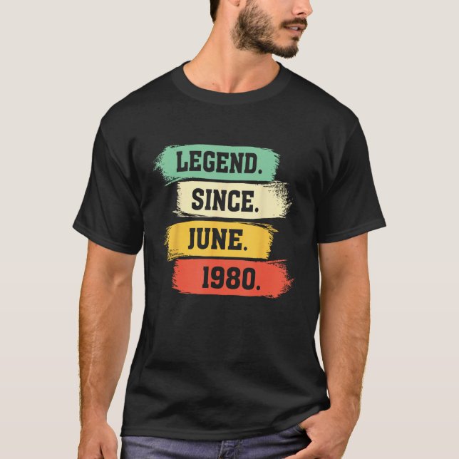 Camiseta Legenda desde junho de 1980 u2013 Feliz Aniversári (Frente)