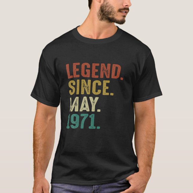 Camiseta Legenda Desde Maio De 1971 50º Aniversário Present (Frente)