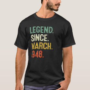 Camiseta Legenda desde março de 1948 74º aniversário 74 ano