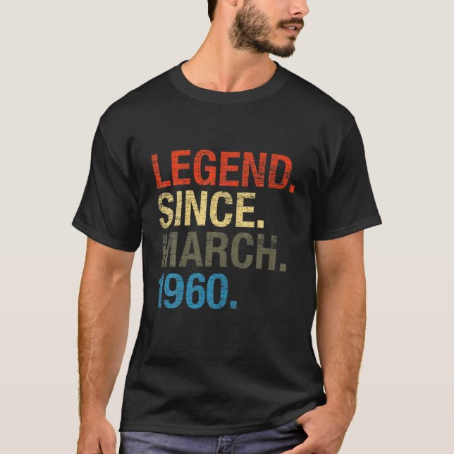 Camiseta Legenda Desde Março De 1960 Bday Oferece 61Ruas An (Frente)