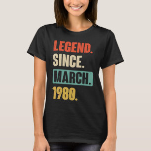 Camiseta Legenda desde março de 1980 Aniversário 43ª Decora