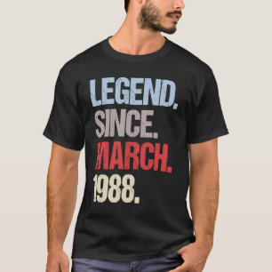 Camiseta Legenda Desde Março De 1988 Vintage Aniversário