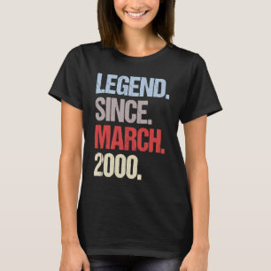 Camiseta Legenda Desde Março De 2000 Vintage Aniversário