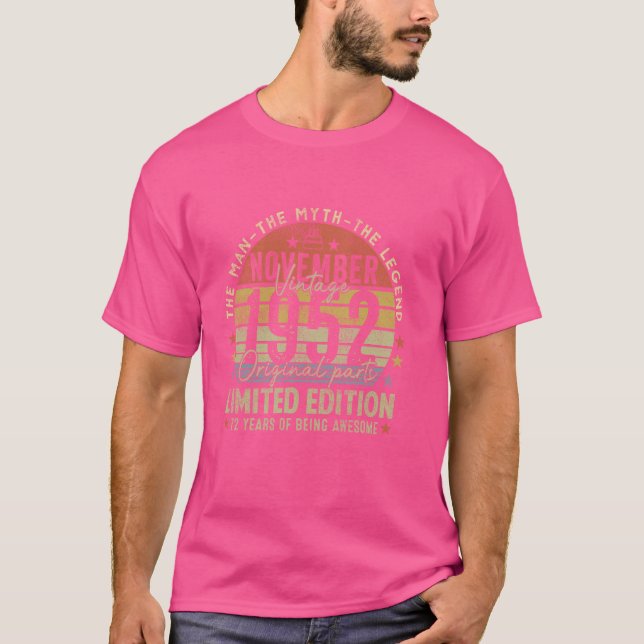 Camiseta Legenda Desde novembro de 1952 Retro 72º Aniversár (Frente)