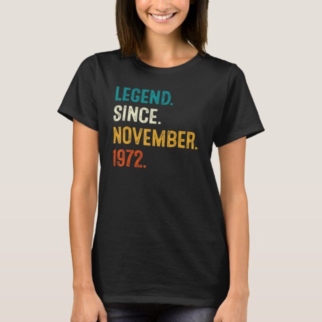 Camiseta Legenda desde novembro de 1972 50º Aniversário 50  (Frente)